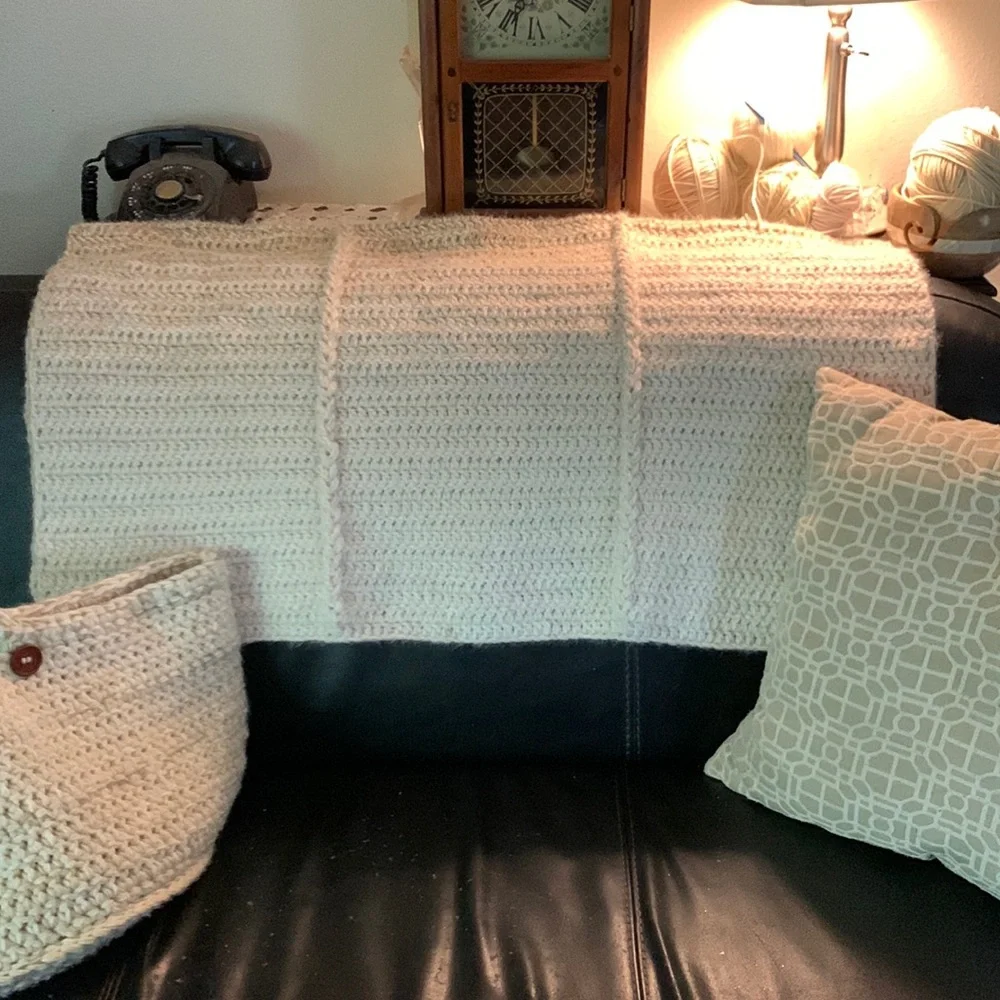 Soft Double Threaded Ombré Handmade Crochet Throw Blanket with Two Ribs - Picture 6 of 17